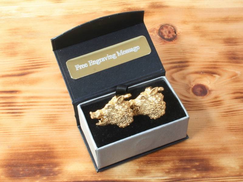 Wildschweinkopf Vergoldete Manschettenknöpfe Uk Handgemachte Hog Jagd Vatertagsgeschenk Custom Box von GamekeepersGifts
