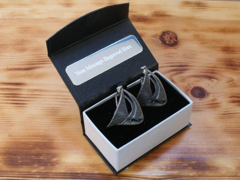 Yacht Manschettenknöpfe Zinn Uk Handmade Segelboot Vatertagsgeschenk 405 Cu von GamekeepersGifts