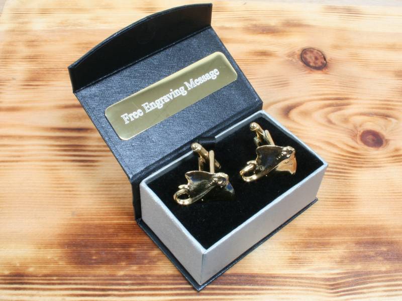 stingray Vergoldete Manschettenknöpfe Uk Handmade Marien Sealife Vatertagsgeschenk Custom Box von GamekeepersGifts