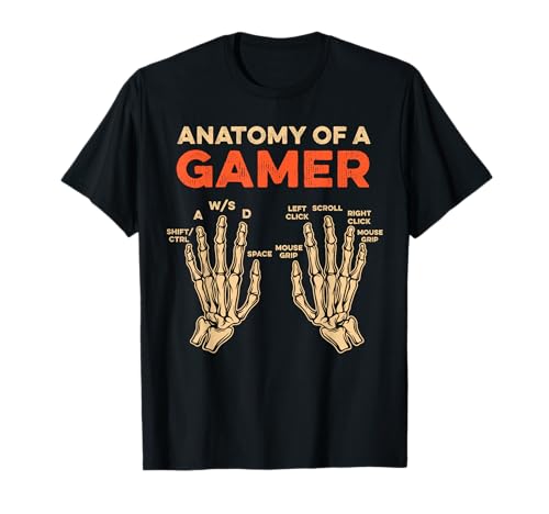 Anatomy Of A Gamer Skelett Hand Lustige Männer Jungen Kinder Teenager T-Shirt von Gamer Apparel