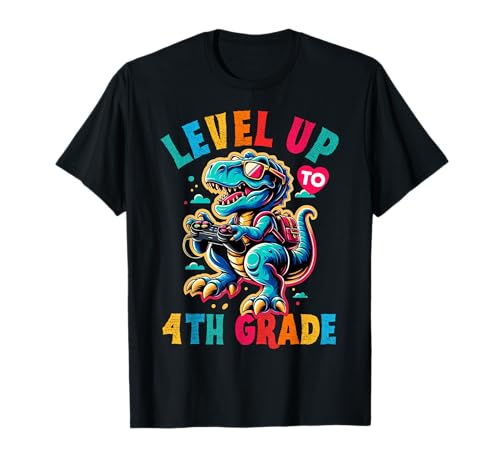 Dinosaurier Jungen Back to School 4. Klasse Level Up Videospiele T-Shirt Dinosaurier Jungen Back to School 4. Klasse Level Up Videospiele T-Shirt von Gamer Back to school Gaming Kids Dinosaur Boys Tee
