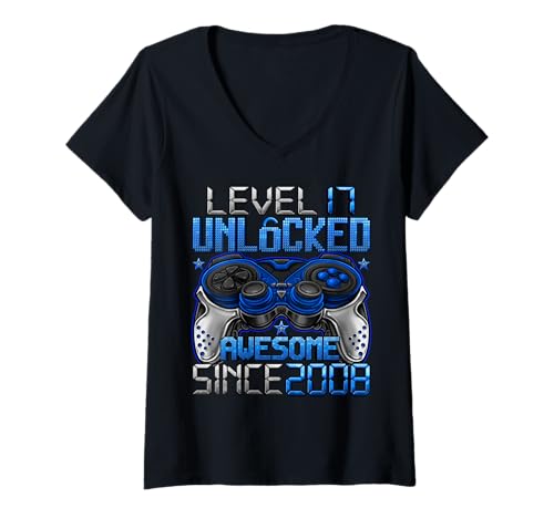 Damen Level 17 — 17 Jahre alte Geschenke für Jungen zum 17. Geburtstag freigeschaltet T-Shirt mit V-Ausschnitt Damen Level 17 — 17 Jahre alte Geschenke für Jungen zum 17. Geburtstag freigeschaltet T-Shirt mit V-Ausschnitt von Gamer Birthday Gifts For Boys 2025 HH