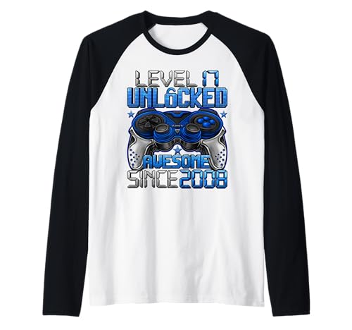 Level 17 — 17 Jahre alte Geschenke für Jungen zum 17. Geburtstag freigeschaltet Raglan von Gamer Birthday Gifts For Boys 2025 HH