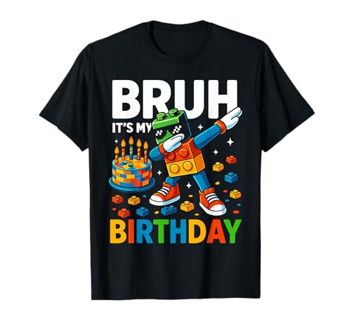 Bruh It's My Birthday Shirt Building Blocks Birthday Boy T-Shirt von Gamer Bruh It’s My Birthday Decorations.