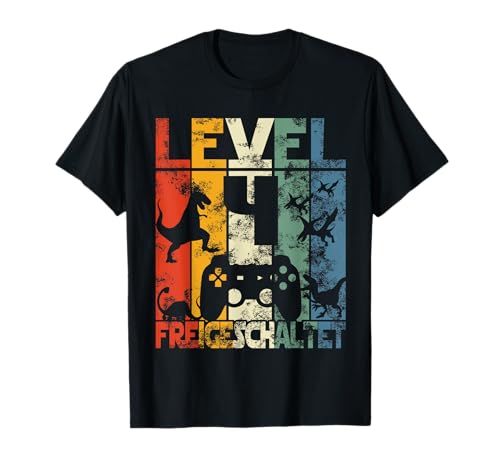 Kinder Level 4 Jahre Geburtstagsshirt Junge Gamer Dinos T-Shirt Kinder Level 4 Jahre Geburtstagsshirt Junge Gamer Dinos T-Shirt von Gamer Coole Zocker Geburtstag Dino Geschenkideen