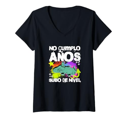 Damen No cumplo años, subo de ntif - Lustiger spanischer Gamer T-Shirt mit V-Ausschnitt Damen No cumplo años, subo de ntif - Lustiger spanischer Gamer T-Shirt mit V-Ausschnitt von Gamer Forever Mode Powered Up