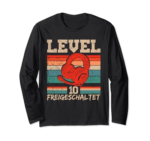 10. Geburtstag Jungen Video Gamer Level 10 Unlocked Männer Langarmshirt 10. Geburtstag Jungen Video Gamer Level 10 Unlocked Männer Langarmshirt von Gamer Geburtstag Geschenke Level 10 Freigeschaltet