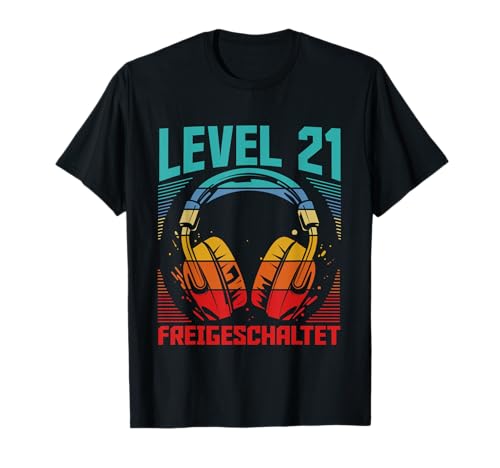 21. Geburtstag Männer Video Gamer Level 21 Unlocked Mann T-Shirt von Gamer Geburtstag Geschenke Zocker Mann Spieler