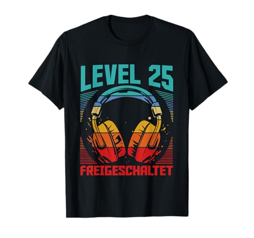 25. Geburtstag Männer Video Gamer Level 25 Unlocked Mann T-Shirt von Gamer Geburtstag Geschenke Zocker Mann Spieler