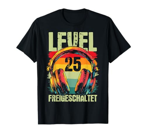 25. Geburtstag Männer Video Gamer Level 25 Unlocked Mann T-Shirt von Gamer Geburtstag Geschenke Zocker Mann Spieler