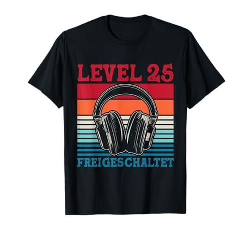 25. Geburtstag Männer Video Gamer Level 25 Unlocked Mann T-Shirt von Gamer Geburtstag Geschenke Zocker Mann Spieler