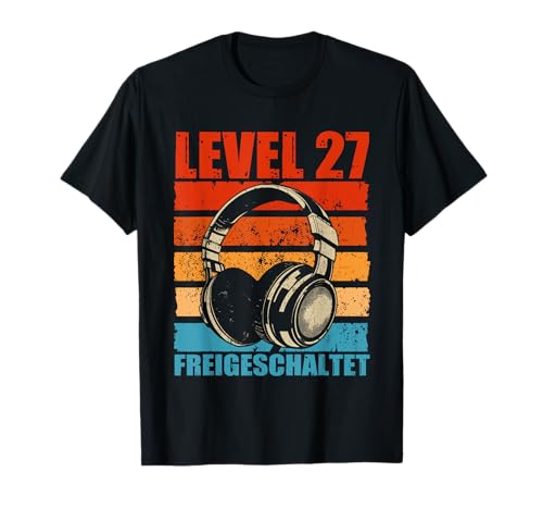 27. Geburtstag Männer Video Gamer Level 27 Unlocked Mann T-Shirt von Gamer Geburtstag Geschenke Zocker Mann Spieler