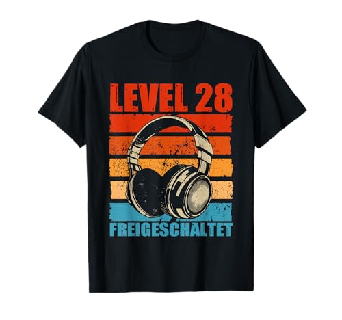 28. Geburtstag Männer Video Gamer Level 28 Unlocked Mann T-Shirt von Gamer Geburtstag Geschenke Zocker Mann Spieler