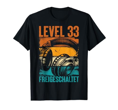 33. Geburtstag Männer Video Gamer Level 33 Unlocked Mann T-Shirt von Gamer Geburtstag Geschenke Zocker Mann Spieler