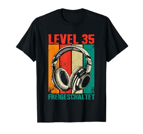 35. Geburtstag Männer Video Gamer Level 35 Unlocked Mann T-Shirt von Gamer Geburtstag Geschenke Zocker Mann Spieler
