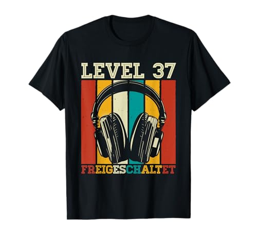 37. Geburtstag Männer Video Gamer Level 37 Unlocked Mann T-Shirt von Gamer Geburtstag Geschenke Zocker Mann Spieler