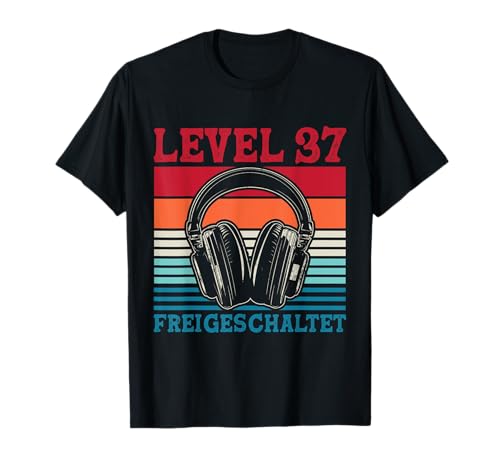 37. Geburtstag Männer Video Gamer Level 37 Unlocked Mann T-Shirt von Gamer Geburtstag Geschenke Zocker Mann Spieler