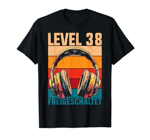 38. Geburtstag Männer Video Gamer Level 38 Unlocked Mann T-Shirt von Gamer Geburtstag Geschenke Zocker Mann Spieler