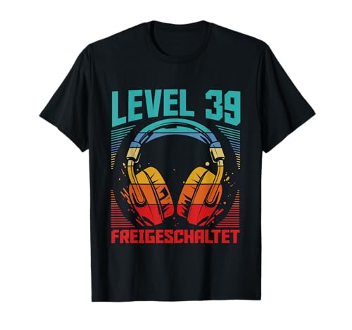 39. Geburtstag Männer Video Gamer Level 39 Unlocked Mann T-Shirt von Gamer Geburtstag Geschenke Zocker Mann Spieler