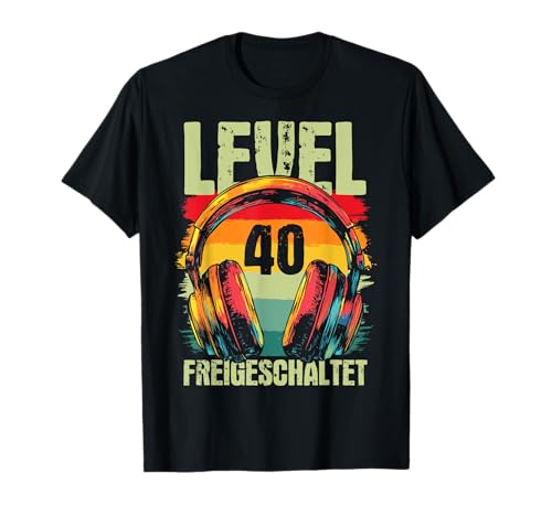 40. Geburtstag Männer Video Gamer Level 40 Unlocked Mann T-Shirt von Gamer Geburtstag Geschenke Zocker Mann Spieler