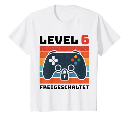 Kinder Level 6 freigeschaltet Gamer Kinder Geburtstag 6 Jahre T-Shirt von Gamer Geburtstag Kinder