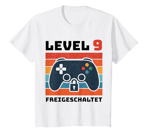 Kinder Level 9 freigeschaltet Gamer Kinder Geburtstag 9 Jahre T-Shirt von Gamer Geburtstag Kinder