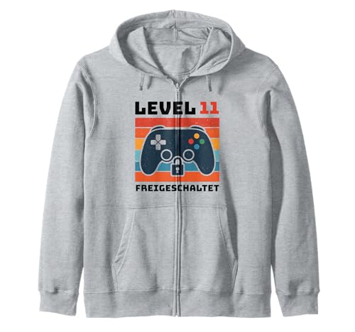 Level 11 freigeschaltet Gamer Kinder Geburtstag 11 Jahre Kapuzenjacke von Gamer Geburtstag Kinder