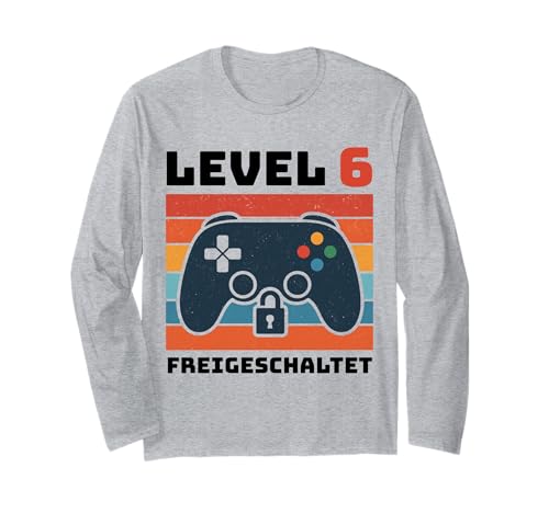 Level 6 freigeschaltet Gamer Kinder Geburtstag 6 Jahre Langarmshirt von Gamer Geburtstag Kinder