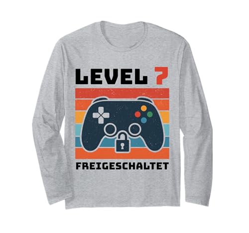 Level 7 freigeschaltet Gamer Kinder Geburtstag 7 Jahre Langarmshirt von Gamer Geburtstag Kinder