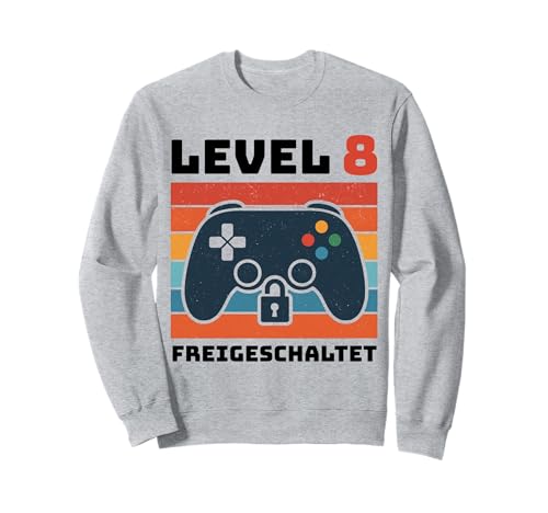 Level 8 freigeschaltet Gamer Kinder Geburtstag 8 Jahre Sweatshirt von Gamer Geburtstag Kinder