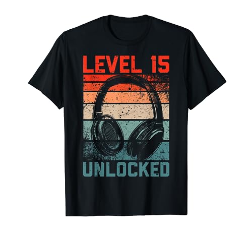 15. Geburtstag Jungen Video Gamer Level 15 Unlocked Jungs T-Shirt von Gamer Geburtstag Zocker Jugend Spieler Teenager