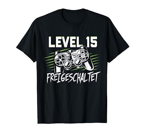 15. Geburtstag Jungen Video Gamer Level 15 Unlocked Jungs T-Shirt von Gamer Geburtstag Zocker Jugend Spieler Teenager