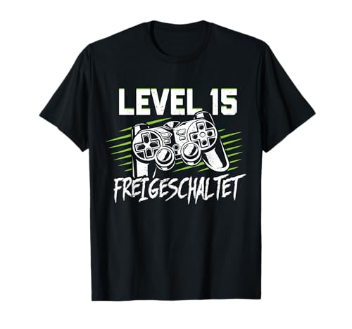 15. Geburtstag Jungen Video Gamer Level 15 Unlocked Jungs T-Shirt von Gamer Geburtstag Zocker Jugend Spieler Teenager