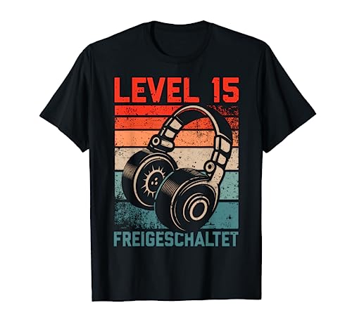15. Geburtstag Jungen Video Gamer Level 15 Unlocked Jungs T-Shirt von Gamer Geburtstag Zocker Jugend Spieler Teenager
