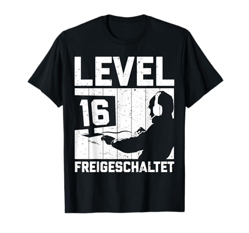 16. Geburtstag Jungen Video Gamer Level 16 Unlocked Jungs T-Shirt von Gamer Geburtstag Zocker Jugend Spieler Teenager