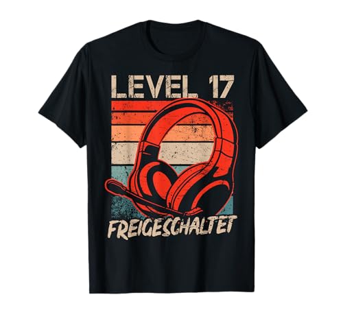 17. Geburtstag Jungen Video Gamer Level 17 Unlocked Jungs T-Shirt von Gamer Geburtstag Zocker Jugend Spieler Teenager