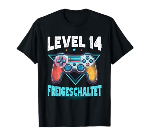 14. Geburtstag Jungen Video Gamer Level 14 Unlocked Jungs T-Shirt von Gamer Geburtstag Zocker Jugend Teenager Spieler