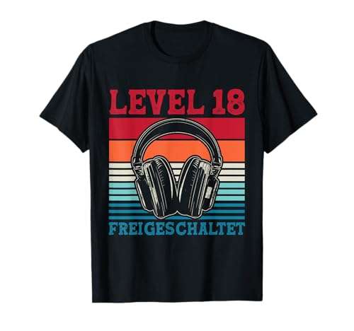 18. Geburtstag Männer Video Gamer Level 18 Unlocked Jungs T-Shirt von Gamer Geburtstag Zocker Jugend Volljährig Spieler