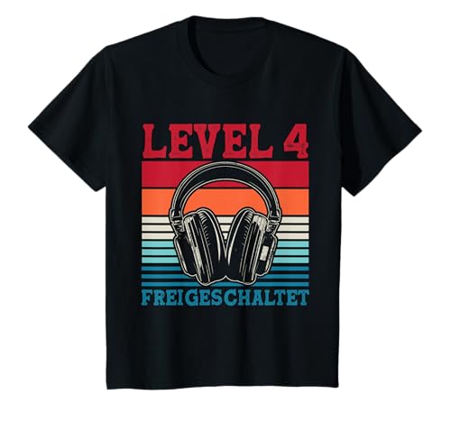 Kinder 4. Geburtstag Jungen Video Gamer Level 4 Unlocked Jungs T-Shirt von Gamer Geburtstag Zocker Kinder Spieler Junge