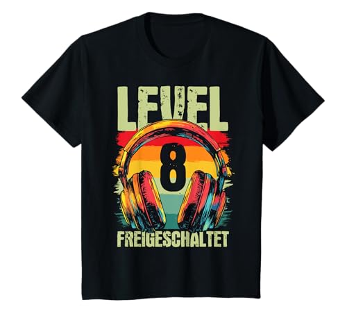 Kinder 8. Geburtstag Jungen Video Gamer Level 8 Unlocked Jungs T-Shirt von Gamer Geburtstag Zocker Kinder Spieler Junge