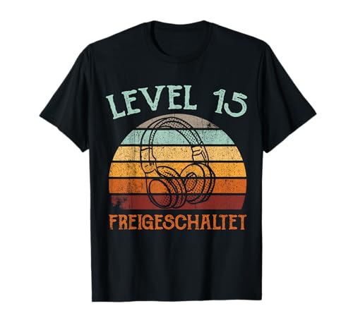 15.Geburtstag Jungen Video Gamer Level 15 freigeschaltet T-Shirt von Gamer Geburtstag Zocker Level Unlocked