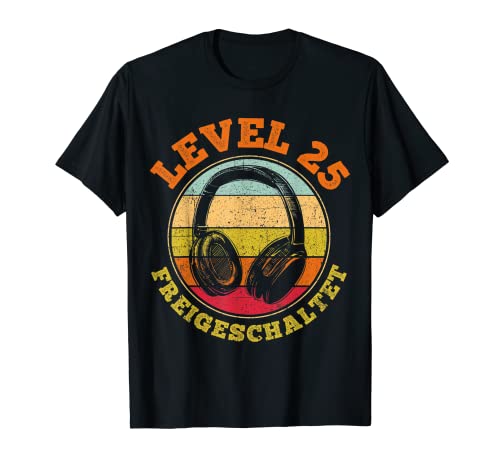 Herren 25.Geburtstag Video Gamer Level 25 freigeschaltet unlocked T-Shirt von Gamer Geburtstag Zocker Level Unlocked