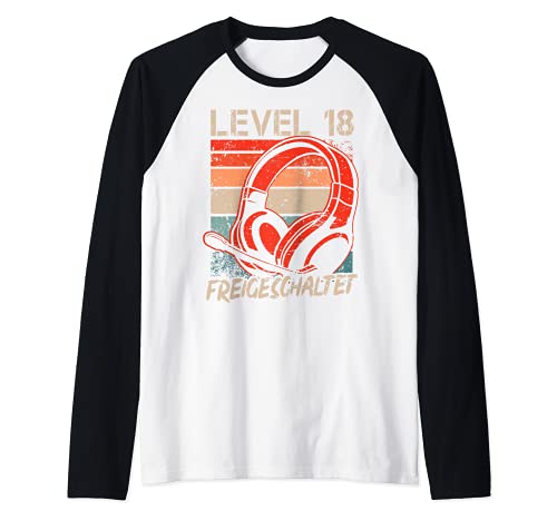 18. Geburtstag Jungen Video Gamer Level 18 Unlocked Männer Raglan von Gamer Geburtstag Zocker Männer Spieler Jungen