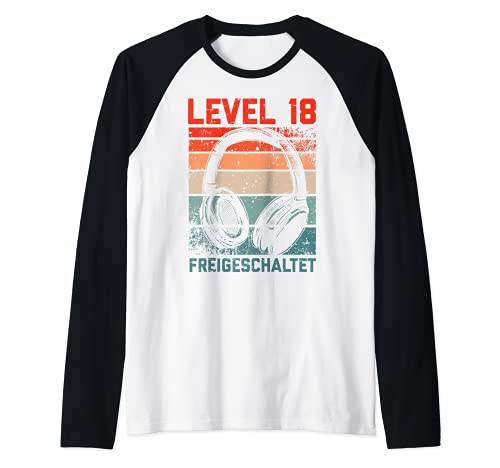 18. Geburtstag Jungen Video Gamer Level 18 Unlocked Männer Raglan von Gamer Geburtstag Zocker Männer Spieler Jungen