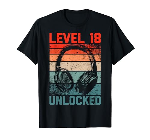 18. Geburtstag Jungen Video Gamer Level 18 Unlocked Männer T-Shirt von Gamer Geburtstag Zocker Männer Spieler Jungen