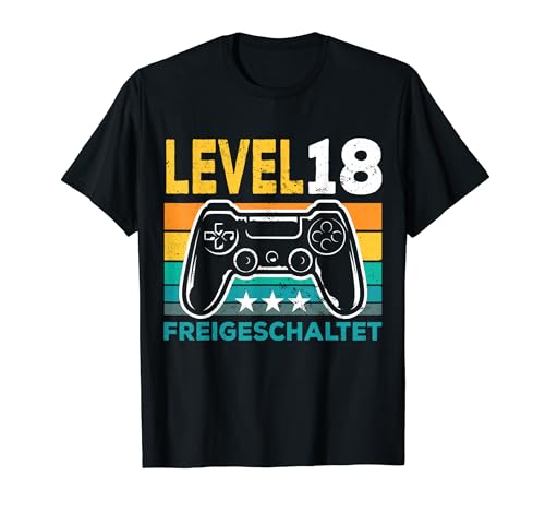 18. Geburtstag Jungen Video Gamer Level 18 Unlocked Männer T-Shirt von Gamer Geburtstag Zocker Männer Spieler Jungen