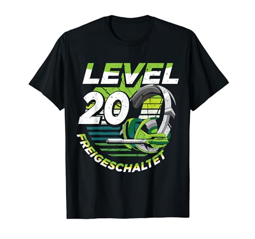 20. Geburtstag Jungen Video Gamer Level 20 Unlocked Männer T-Shirt von Gamer Geburtstag Zocker Männer Spieler Jungen