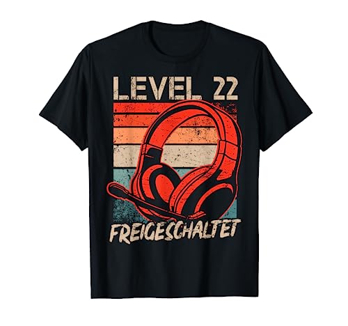 22. Geburtstag Jungen Video Gamer Level 22 Unlocked Männer T-Shirt von Gamer Geburtstag Zocker Männer Spieler Jungen