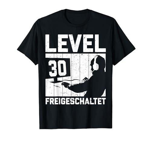 30. Geburtstag Jungen Video Gamer Level 30 Unlocked Männer T-Shirt von Gamer Geburtstag Zocker Männer Spieler Jungen