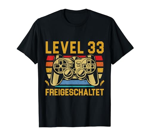 33. Geburtstag Jungen Video Gamer Level 33 Unlocked Männer T-Shirt von Gamer Geburtstag Zocker Männer Spieler Jungen